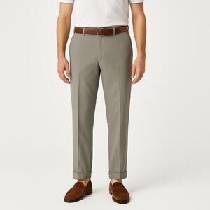 J.Crew Chino Pants Gray Micro Houndstooth Cotton 36x26 Cuffed Hem